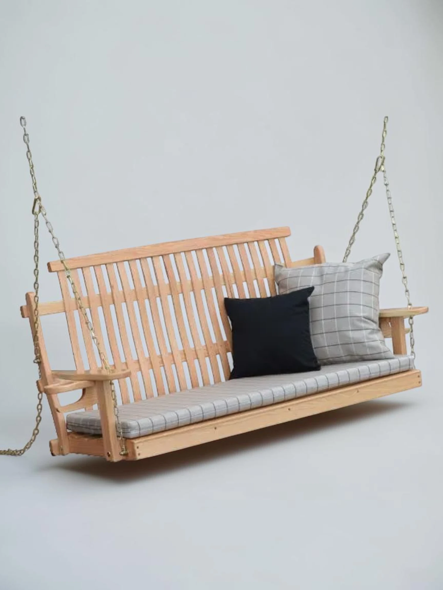 Minimalsave Porch Swing Solid Red Oak Wood 4ft or 5ft Outdoor Hanging Bench