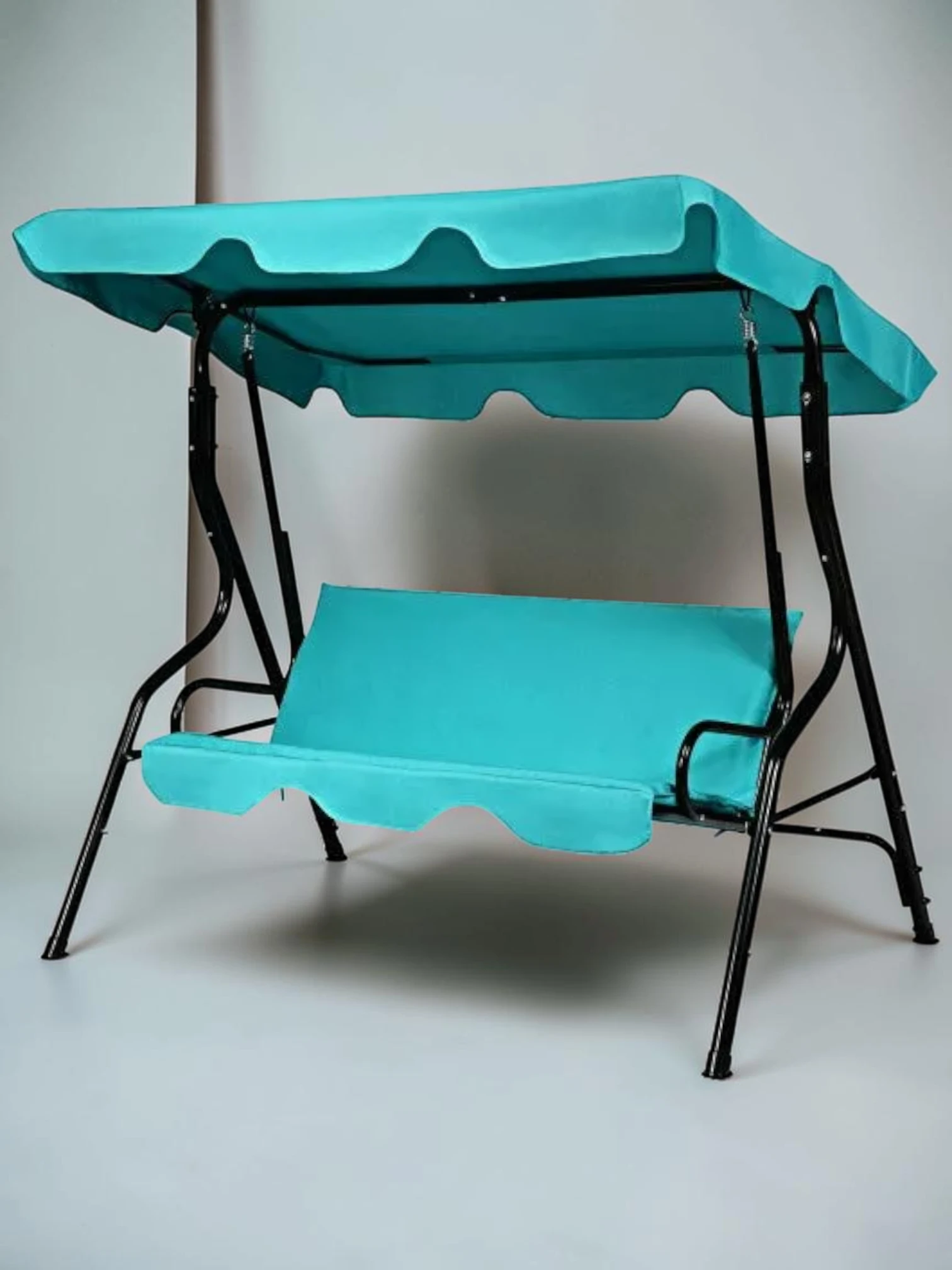 Minimalsave 3-Seat Patio Swing Canopy Glider with Cushions Heavy Duty Steel Frame Blue