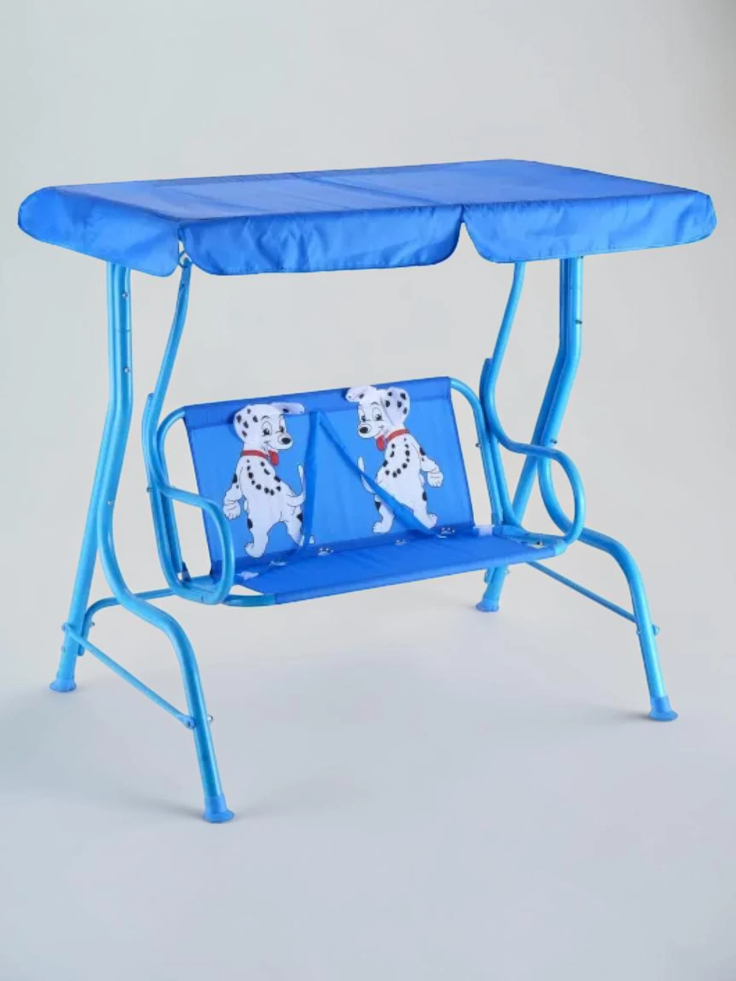 Minimalsave Kids Outdoor Patio Swing Bench 2-Seat Glider with Adjustable Canopy Metal Frame Blue