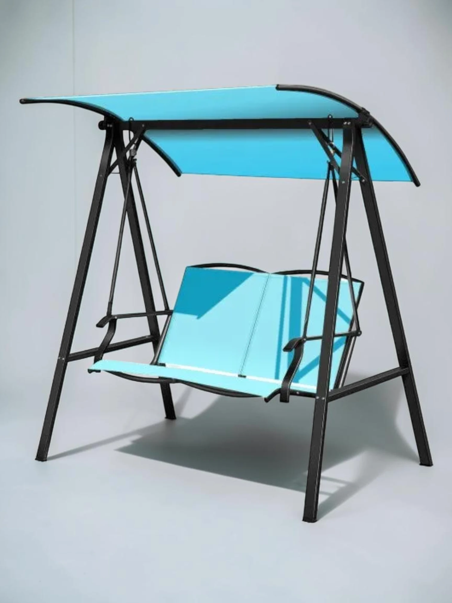 Minimalsave 2-Person Outdoor Porch Swing Steel Frame Loveseat with Adjustable Canopy 62" x 49" x 66.5" Green