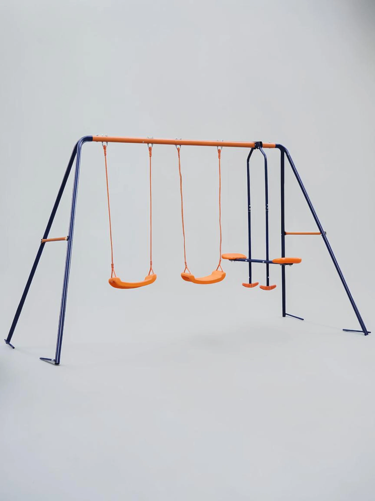 Minimalsave Double Swing Set and Seesaw for Kids Metal Playground Backyard 313 x 155 x 185 cm