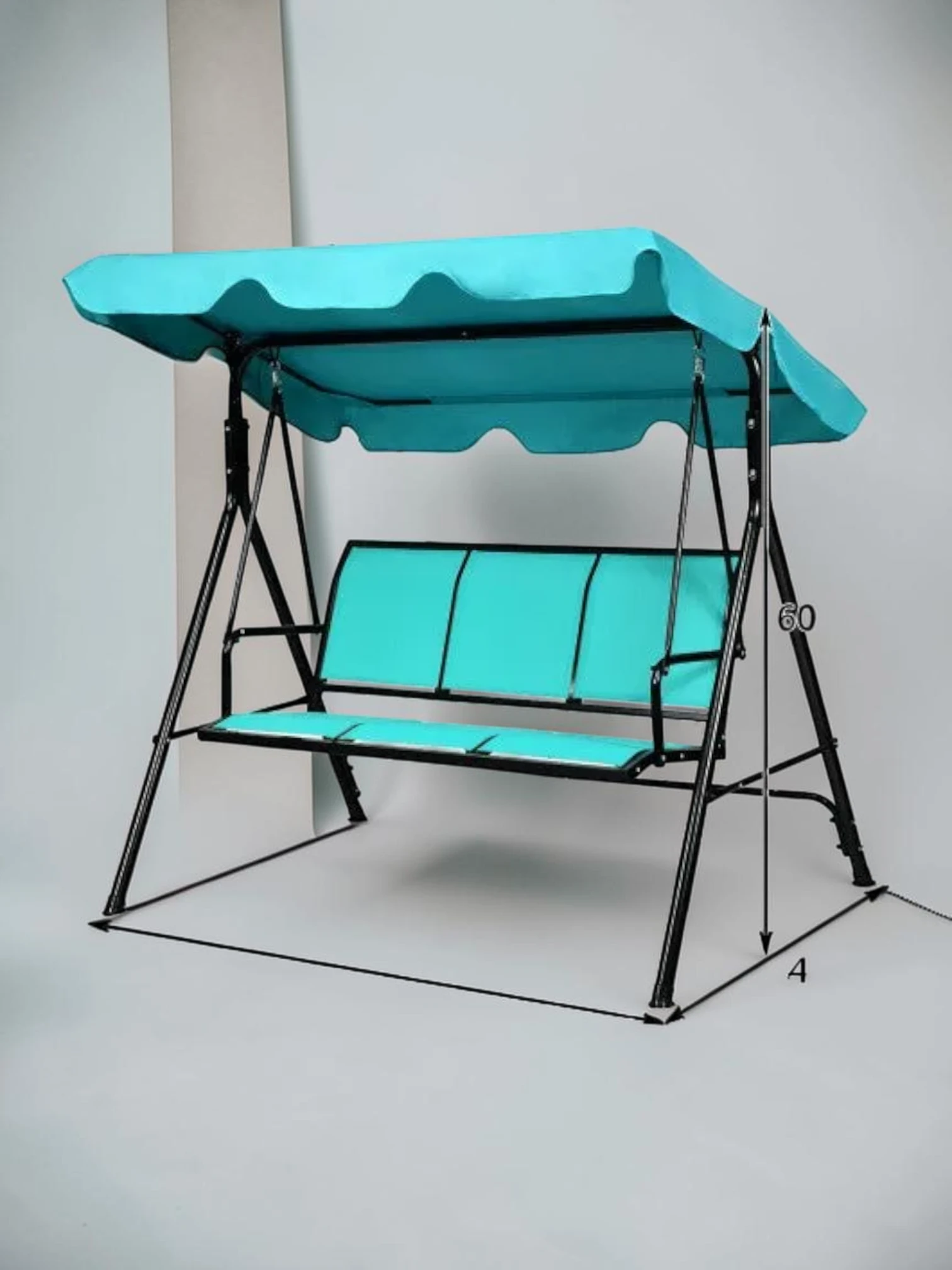 Minimalsave 3-Person Outdoor Patio Porch Swing Steel Frame Adjustable Canopy Blue