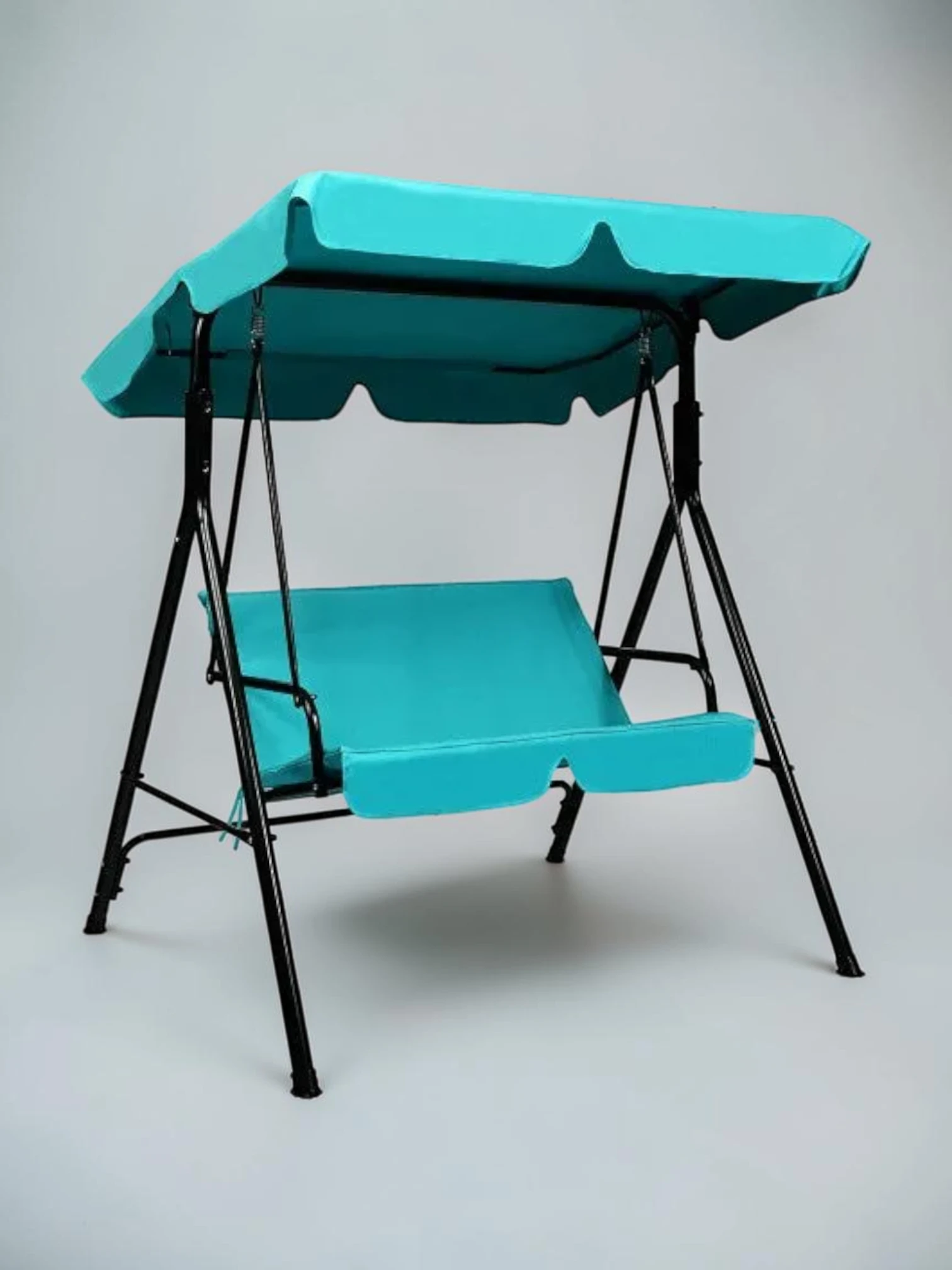 Minimalsave Outdoor Loveseat Patio Canopy Swing Steel Frame 2-Person Porch Swing with Cushions Blue