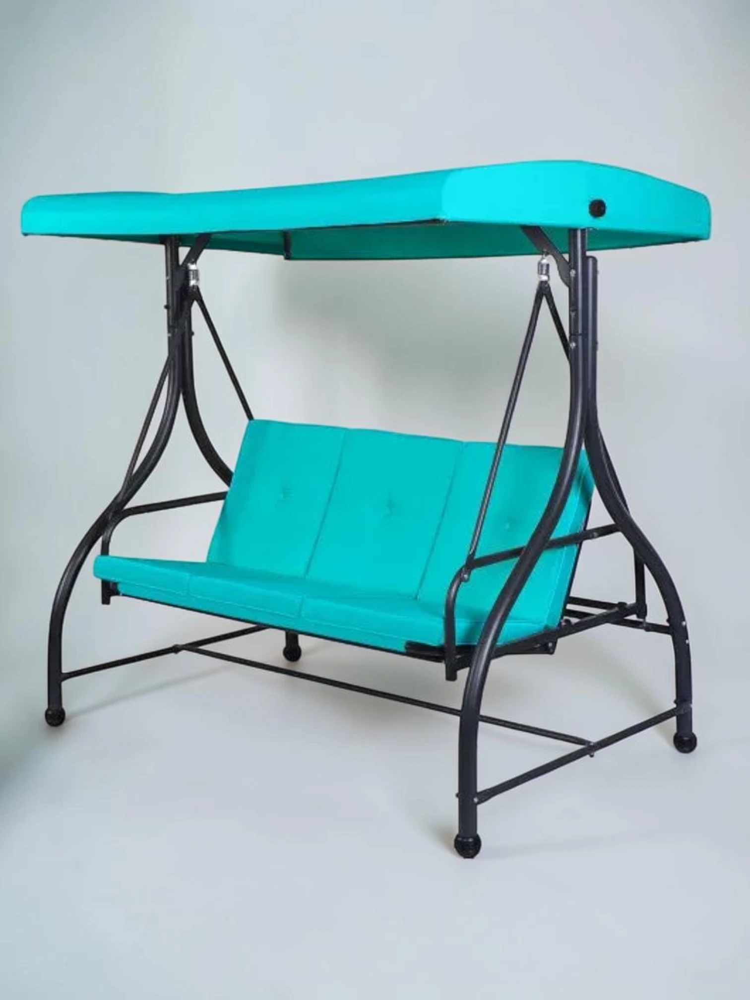 Minimalsave 3-Seat Convertible Outdoor Swing Canopy Hammock Steel Frame Adjustable Tilt Turquoise