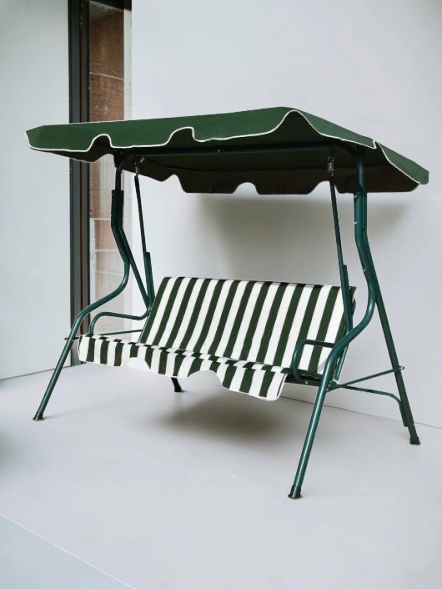 Minimalsave Patio Swing Canopy Chair 3-Seater Weather-Resistant Steel Frame Green